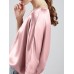 Solid Loose Dolman Sleeve Satin Crew Neck Women Blouse