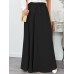 Women Casual Loose Solid Color Lace  Up Elastic Waist Wide Leg Pants With Pockets