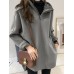 Hooded Simple Casual Solid Color Slit Hem Pocket Zipper Sweatshirts for Women