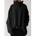 Women Turtleneck Stitching Design Wide Sleeves Solid Loose Pullover Sweatshirt