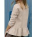 Solid Ruffle Hem Long Sleeve Crew Neck Blouse