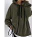 Women Hoodie Leisure Contrast Color Knee Length Thin Lace  up Sweatshirts