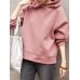 Women Solid Hooded Back Slit Nicely Design Hem Leisure Sweatshirt