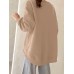 Asymmetrical Hem Solid Crew Neck Long Sleeve Sweatshirt