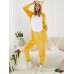 Women Cartoon Dog 3D Ear Hooded Side Pocket Long Sleeve Home Jogger Jumpsuits Warm Sleepwear