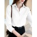 Solid Textured Long Sleeve Button Front Lapel Shirt