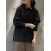 Women Korean Style Zipper Split Hem Commute Solid Hoodie