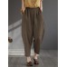 Women 100  Cotton Wide  Legged Solid Color Harlan Casual Pajamas Ninth Pants