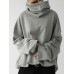 Women Turtleneck Stitching Design Wide Sleeves Solid Loose Pullover Sweatshirt