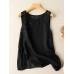 Contrast Button Slit Hem Sleeveless Crew Neck Tank Top