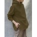 Women Korean Style Zipper Split Hem Commute Solid Hoodie