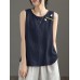 Contrast Slit Hem Sleeveless Crew Neck Casual Tank Top