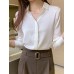 Solid Satin Button Lapel Long Sleeve Shirt