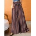 Bohemia Geometric Print High Waist Belted Zipper Wide Leg Pants For Women