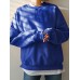 Women Solid Color Thick Round Neck Puff Sleeve Narrow Cuff Long Sleeve Pullover Sweatshirt