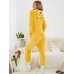 Women Cartoon Dog 3D Ear Hooded Side Pocket Long Sleeve Home Jogger Jumpsuits Warm Sleepwear