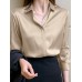 Solid Satin Button Lapel Long Sleeve Shirt