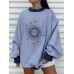 Women Daily Animated Printed Sun Flower Splicing Loose Sleeve Youngster Sweatshirt