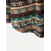 Ethnic Pattern Print Vintage Pocket Hooded Casual Coat for Women